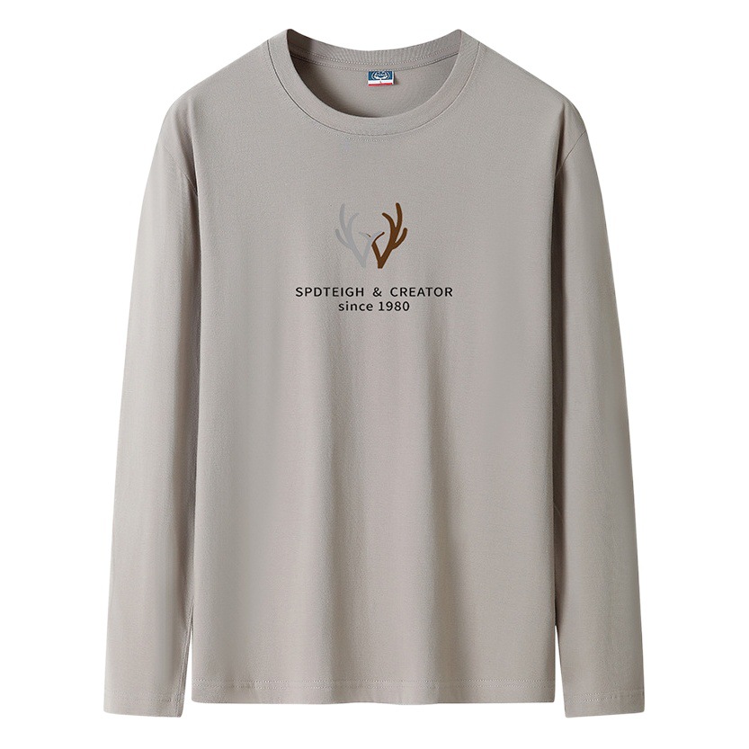 Camiseta de manga larga para hombre 2023 nueva ropa de primavera y otoño para hombre Camisa de algodón con cuello redondo y base de estudiante suelta más la parte superior del tamaño