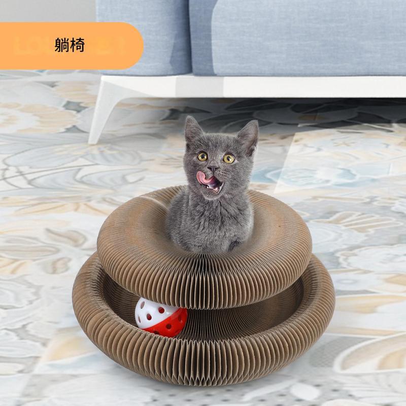 クロスボーダーオルガン猫スクラッチボード猫のおもちゃベル付き猫爪研ぎ猫クライミングフレーム段ボール自己楽しみ耐傷性猫の巣|undefined
