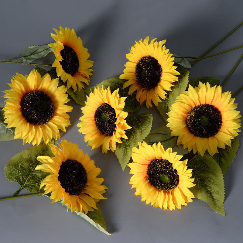 Single Simulated Sunflower Artificial Flower Wholesale Home Living Room Ornaments Wedding Decoration Props Fake Bouquet Sunflower