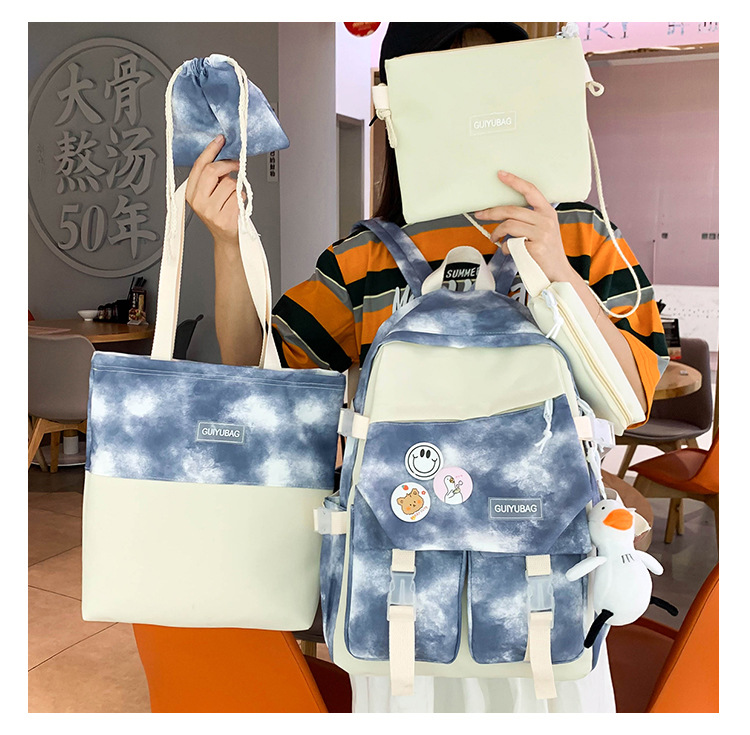 Fashion Tie-dye Large Capacity Canvas Bag Five-piece Set Wholesale Nihaojewelry display picture 12