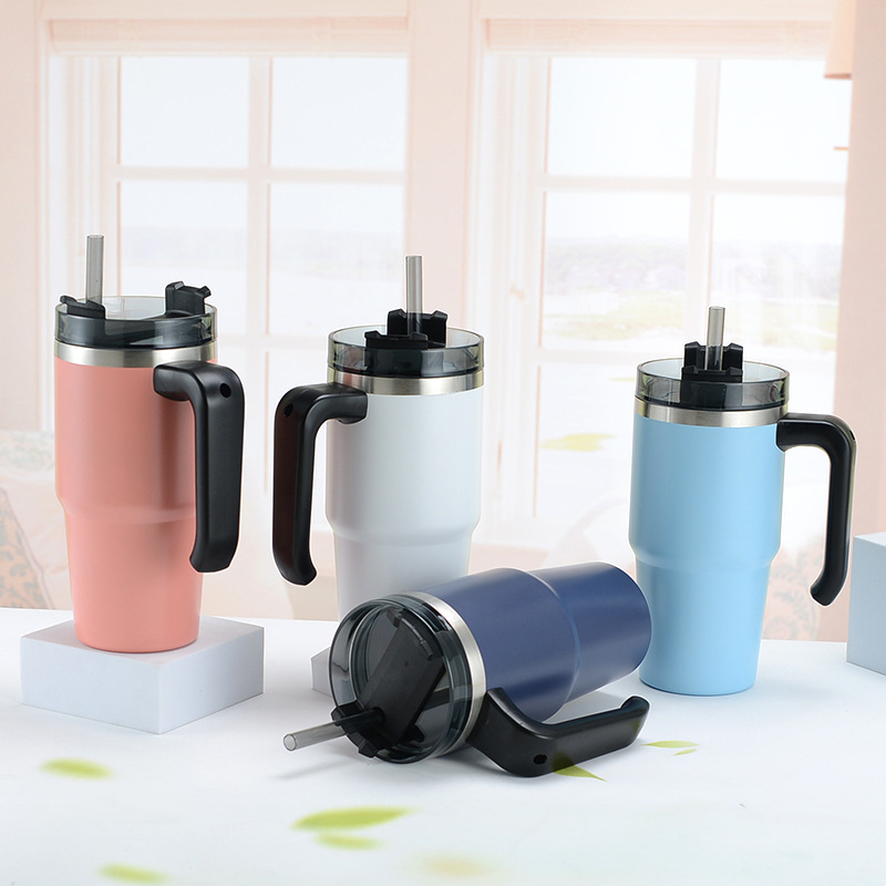 Amazon nuevo 304 taza de vacío Acero inoxidable conveniente coche helado taza de gran capacidad mango café taza de coche