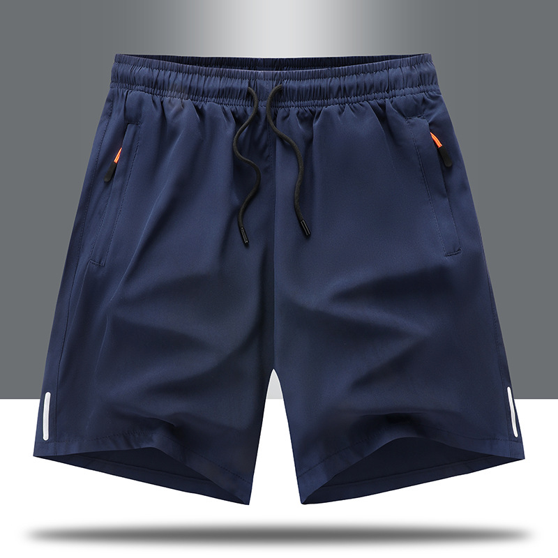 Pantalones cortos informales para hombre, pantalones cortos deportivos para correr de talla grande, pantalones cortos rectos de cinco puntos de secado rápido de seda helada fina de verano