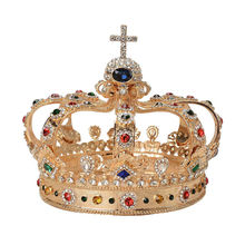 新款国王王冠复古合金宝石头饰男士舞会演出配饰男女通用王子皇冠