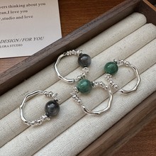 S925纯银韩版小众设计感珠珠碎银子戒指韩国风时尚简约手工指环