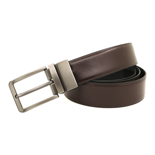 New Men's Genuine Leather Belt Rotating Pin Buckle Cross-border Glossy Fashion Casual Double Sided Belt Manufacturer Wholesale