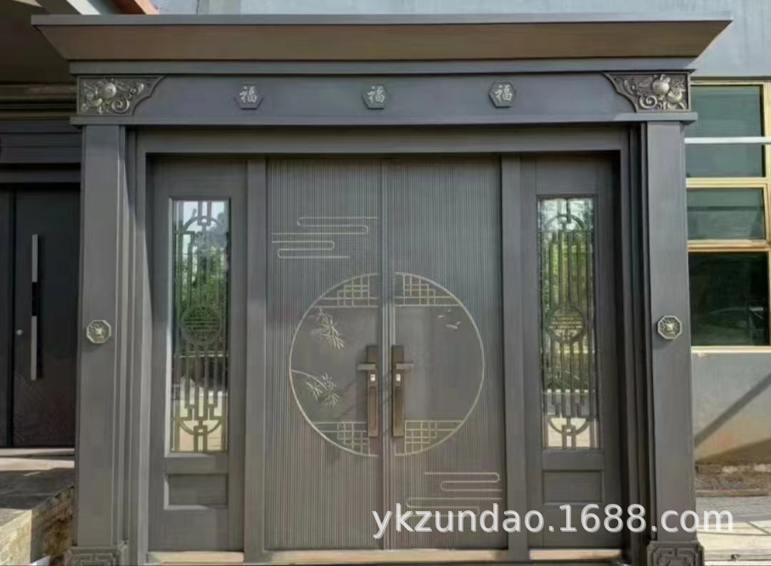 锌合金四开别墅玻璃大门