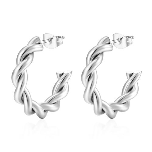 Eurasian cross-border twisted steel earring, luxury style, women's trend, gold C-shaped ear hoop, titanium steel ear accessory