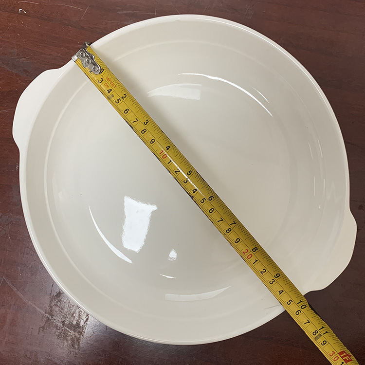 Plato de porcelana blanca de magnesio para salteados, plato para pescado al vapor, plato de forma irregular, plato para hotel, plato para vaporizar con doble asa, plato para abulón, vajilla especial.