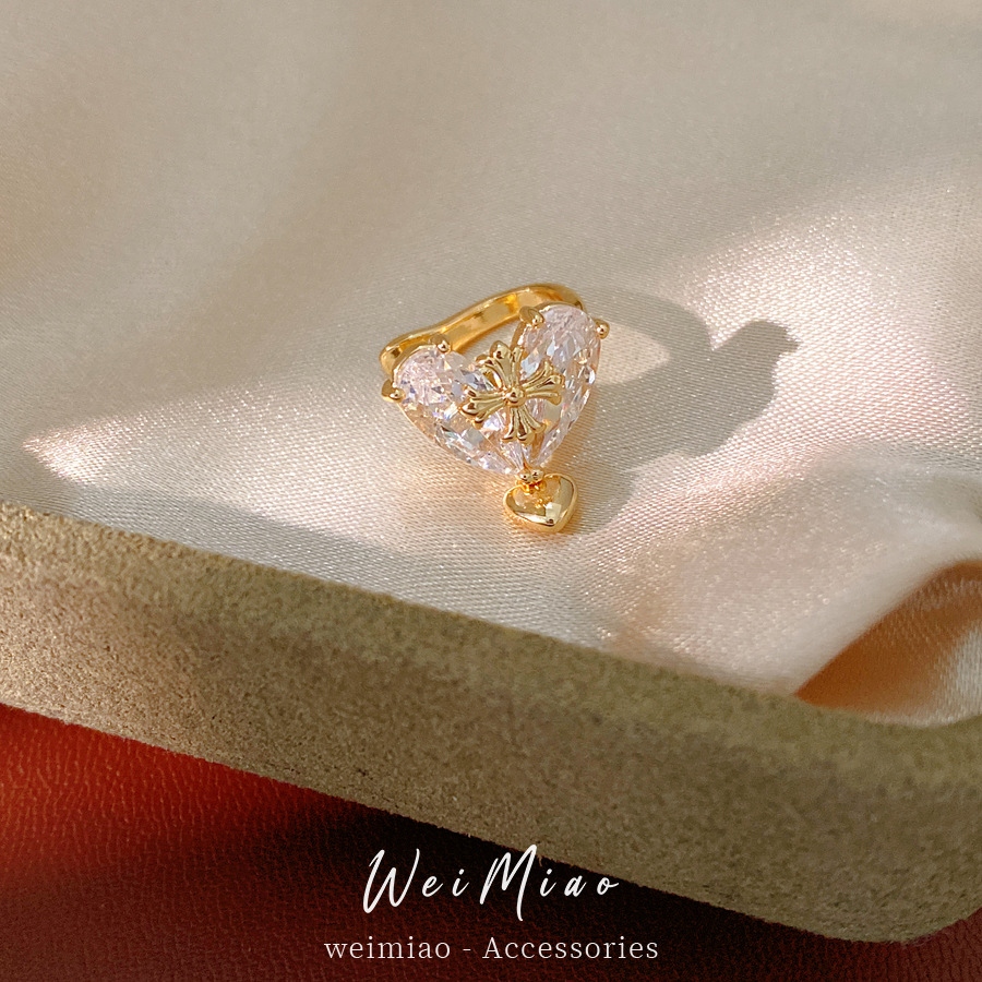 18 quilates de oro verdadero electro-cristalino amor orejas de piedra sin agujeros de orejas de diseño de orejas de hueso de orejas ligero lujo nicho orejas versátiles