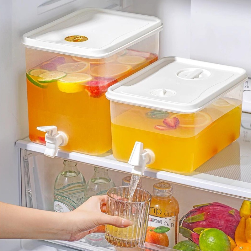 large capacity refrigerator cold water bottle with faucet fruit tea water pitcher household water-cooled beverage barrel ice cup juice