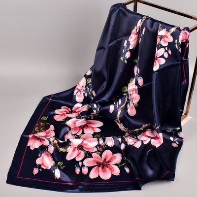 2021春季新款十里桃花色丁90*90方丝巾批发 女士印花围巾头巾