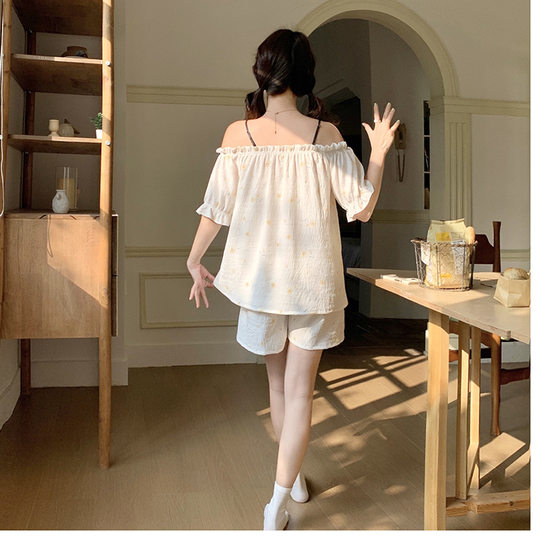 Women's Cloud Cotton Short-sleeved Shorts suit Pajamas Women's Summer 2025 Innovative Loose Multi-color Multi-style Wear