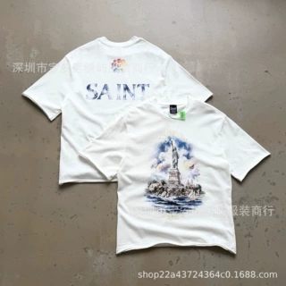 2026春夏新款 S.M 油画自由女神圆领套头短袖男女同款一件批代发