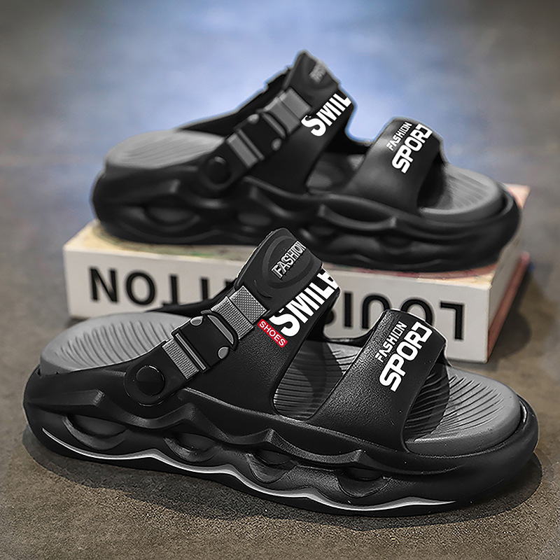 Sandalias transfronterizas 2025 verano nuevo estilo EVA sandalias de hombre de suela gruesa deportes al aire libre sandalias de un solo color de dos colores