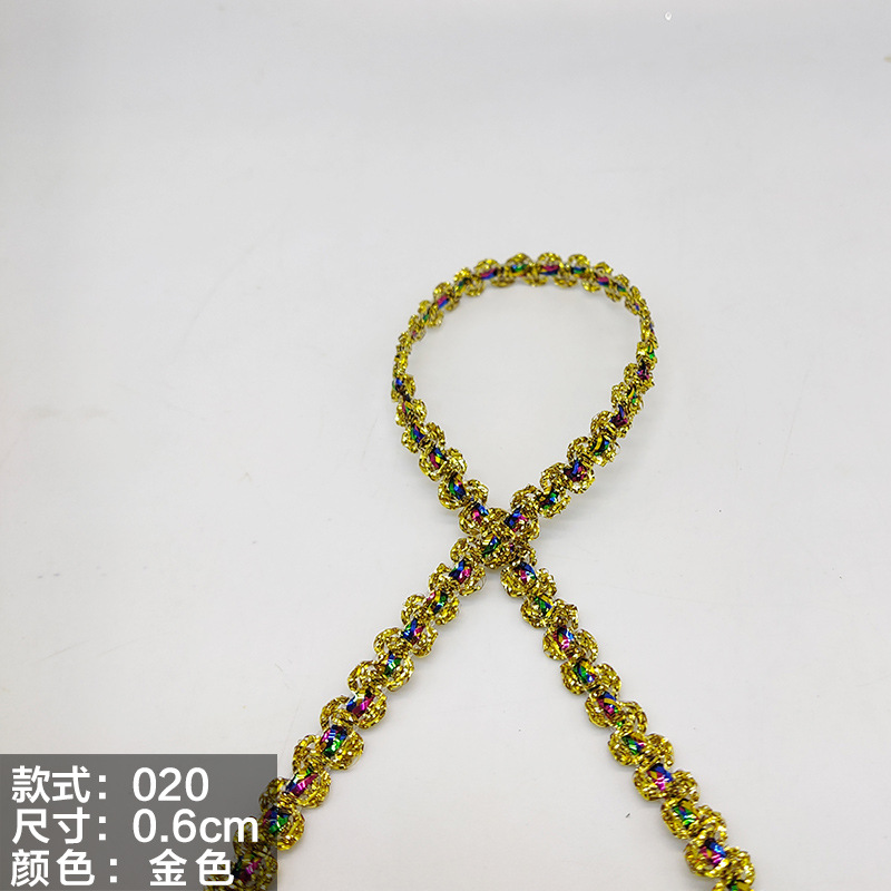 Colorido encaje de oro y plata perlas de triángulo de seda al por mayor de oro y plata cebolla diente borde DIY rendimiento accesorios de ropa estilo étnico cinta