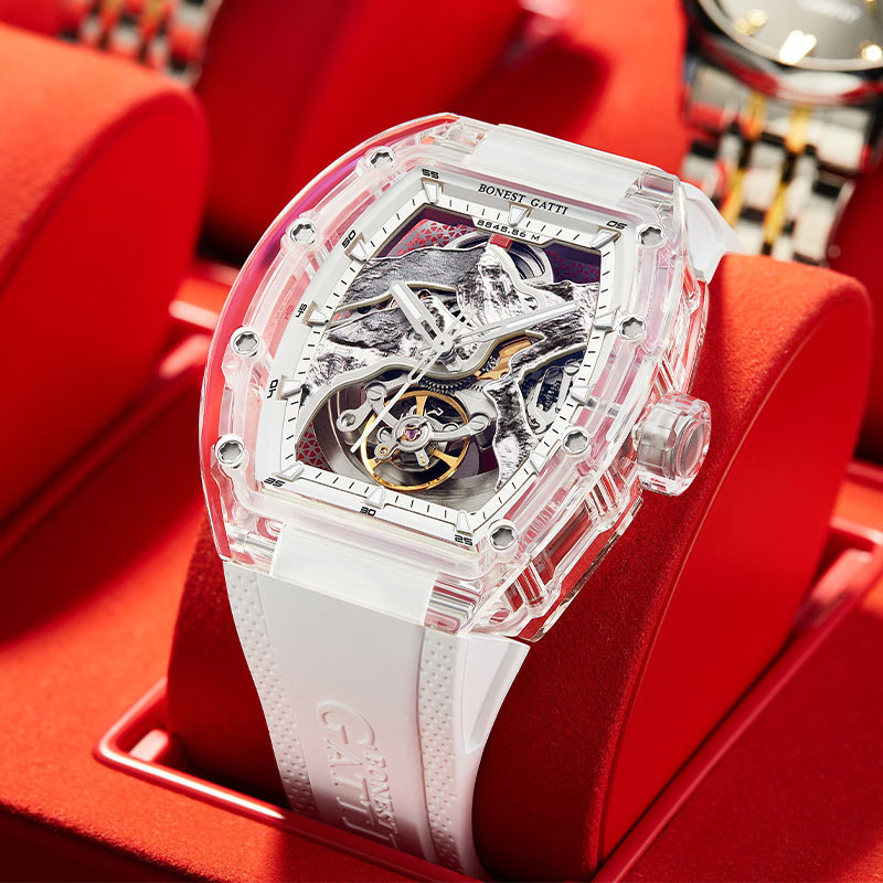 Bugatti Brand Watch Men's Everest Series Barrel-Shaped Hollow Waterproof Fully Automatic Mechanical Watch