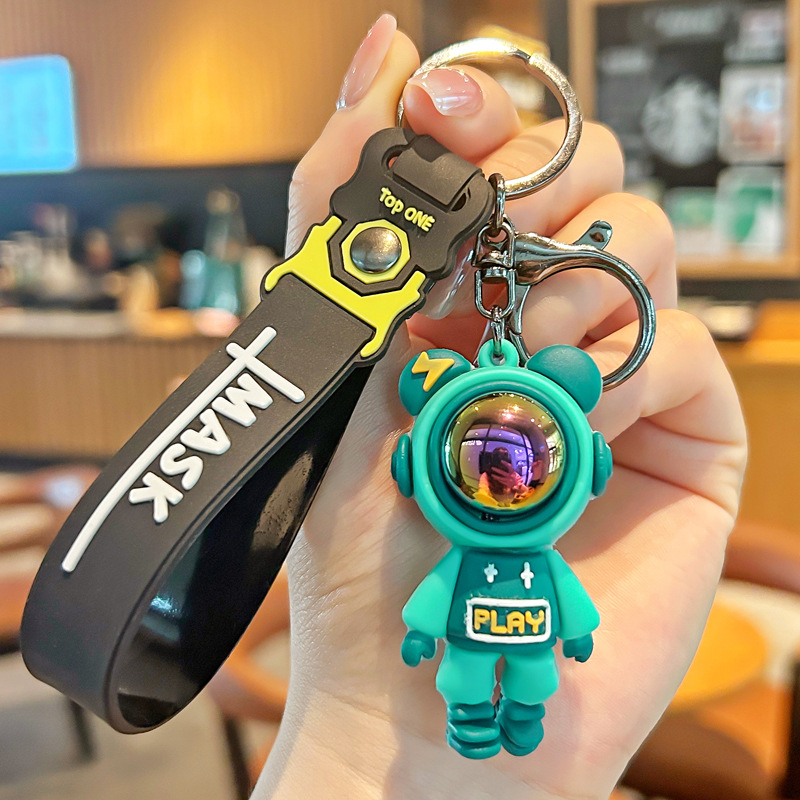 Nuevo astronauta cielo estrellado conejo llavero pvc llavero de goma suave bolsa de pareja colgante de muñeca tridimensional al por mayor
