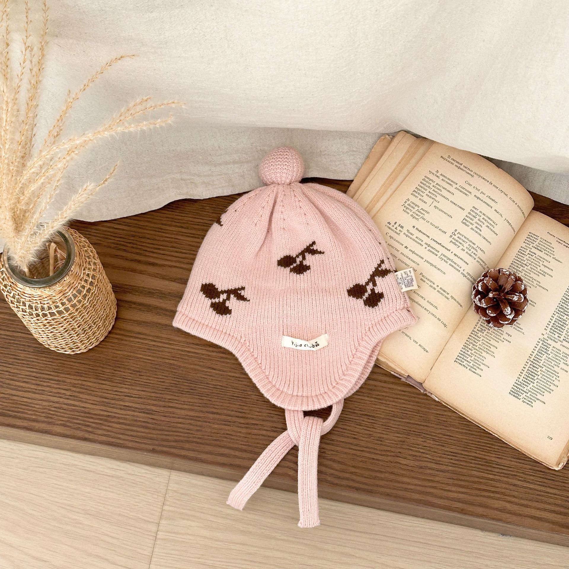 Sombreros para bebés y niños pequeños, ropa de invierno, estilo español, sombreros de lana extranjero para hombres y mujeres, bebés de luna, gorras de tejido con lazos