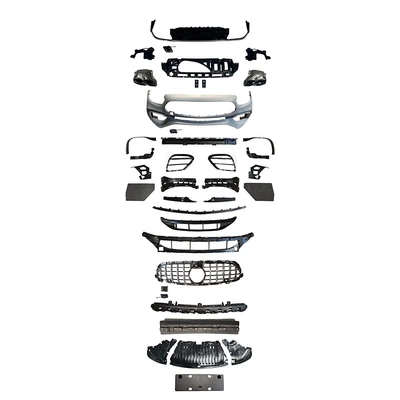 Suitable for Mercedes-Benz E-Class W213 Bumper E63 Sports Version Large Emblem Front Bumper Assembly + Rear Lip and Tail Throat 20-23 (Big Surrounded) - 21-23-w213-e63-front-bumper-assembly-tail-lip-and-tail-throat