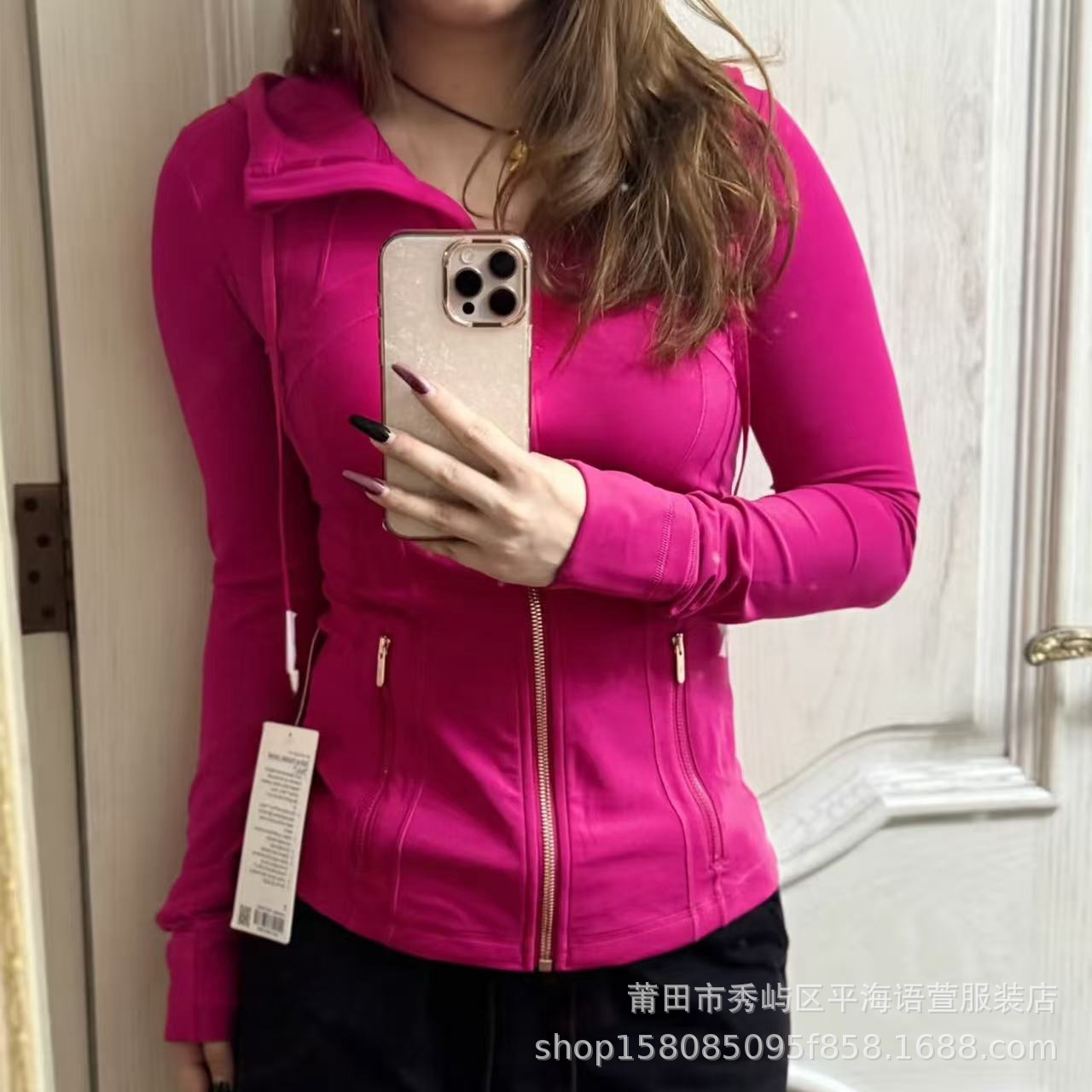 Lulu Original Standard with Define Vertical Collar Yoga Jacket Women's Tight Waist Slimming Hip Quick-drying Jacket Coat