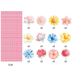 Eurasian 2024 New Spring Flower Decor 24pcs Straw Cross-border Spring Color Straw Flag Accessories