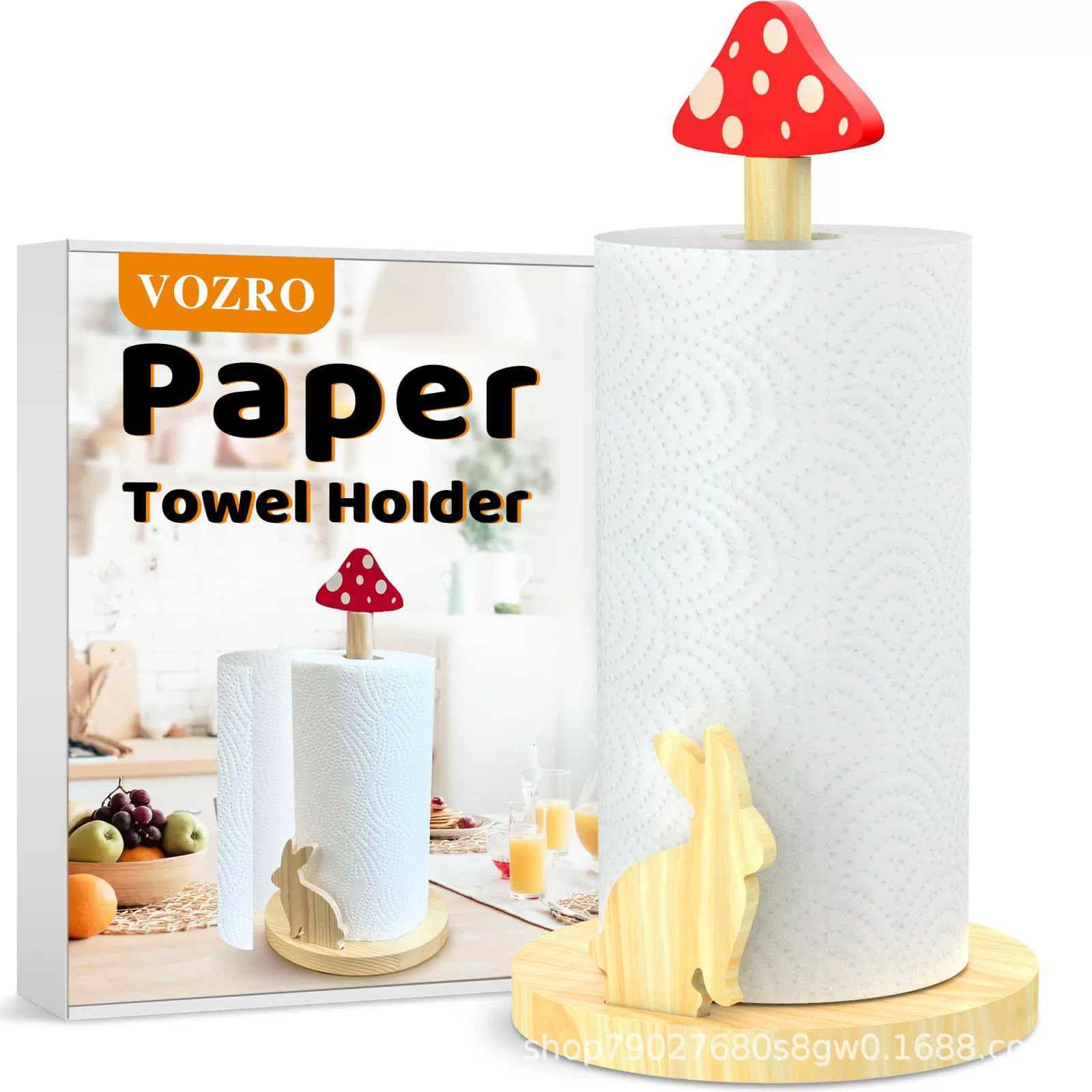 Деревянный держатель для бумажных полотенец в виде гриба, вертикальный держатель для кухонной бумаги, пластиковой пленки и фольги с противоскользящей основой, диспенсер для полотенец