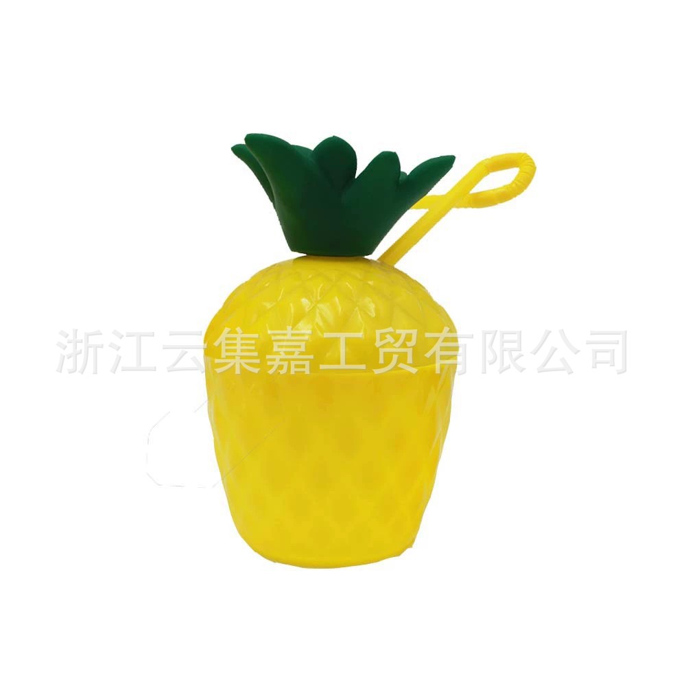 Fábrica de plástico taza de piña taza de paja taza de bebida forma de fruta partido estilo Hawaiano Tiki taza puede ser de color fijo