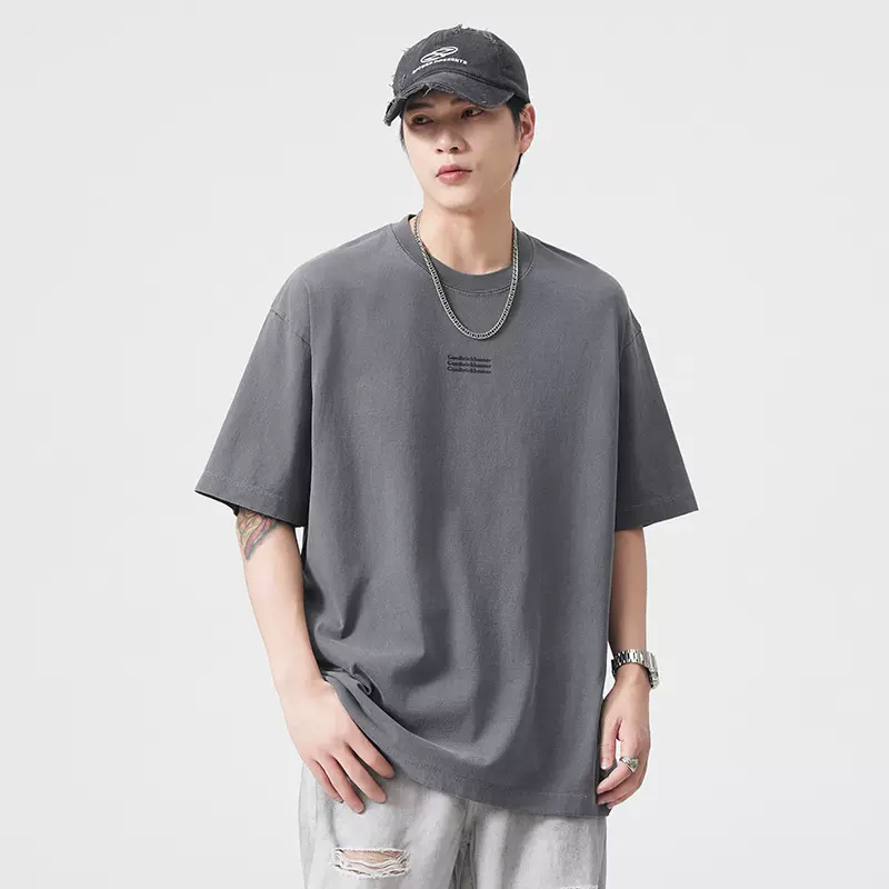 尚谷男装 潮牌上衣宽松纯棉百搭男生美式圆领T恤夏季新款短袖