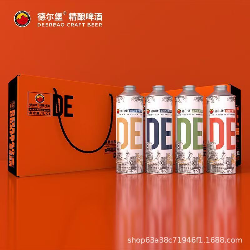 中秋送礼德尔堡精酿啤酒德式小麦原浆啤酒熟啤礼盒装1L*4桶|undefined