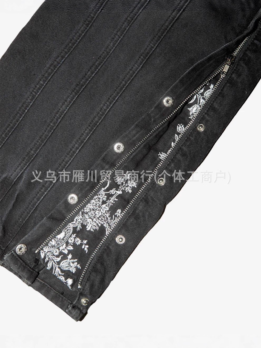 Europa y Estados Unidos bordados transfronterizos jeans masculinos retro diseño de la calle con cremallera bordado pantalones largos de piernas largas