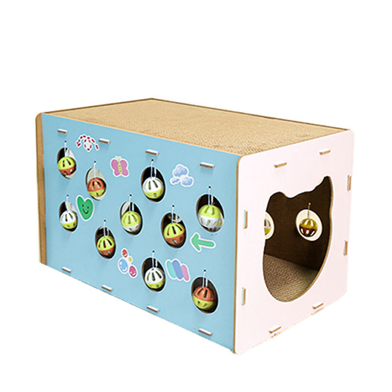 Rascador para gatos con bola colgante, duradero, resistente a los arañazos y que afila las uñas, juguete para gatos todo en uno para jugar y dormir, suministros para mascotas, papel corrugado.