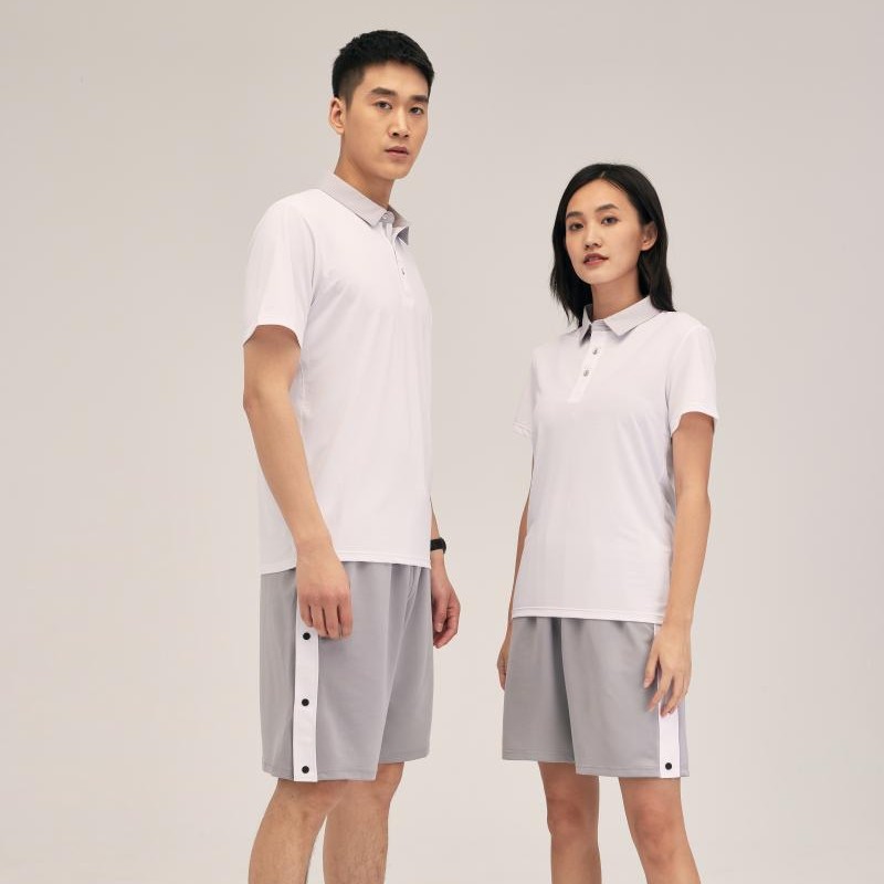 Blanco logotipo de impresión de secado rápido Polo2025 verano nuevo deportivo acondicionamiento físico ropa de trabajo ropa de trabajo ropa de grupo chaqueta