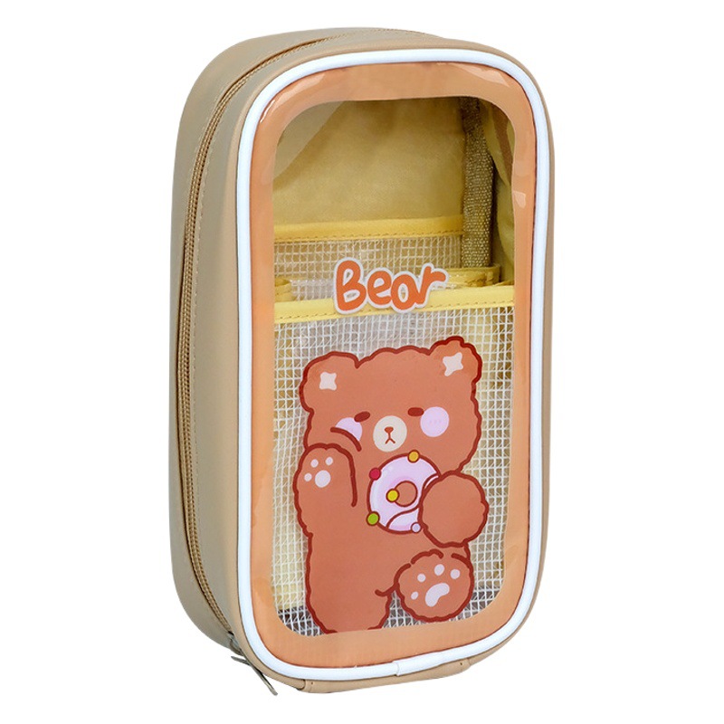 Nuevo simple transparente de gran capacidad caja de lápiz bolsa de almacenamiento estudiante portátil caja de lápiz bolsa de papelería al por mayor