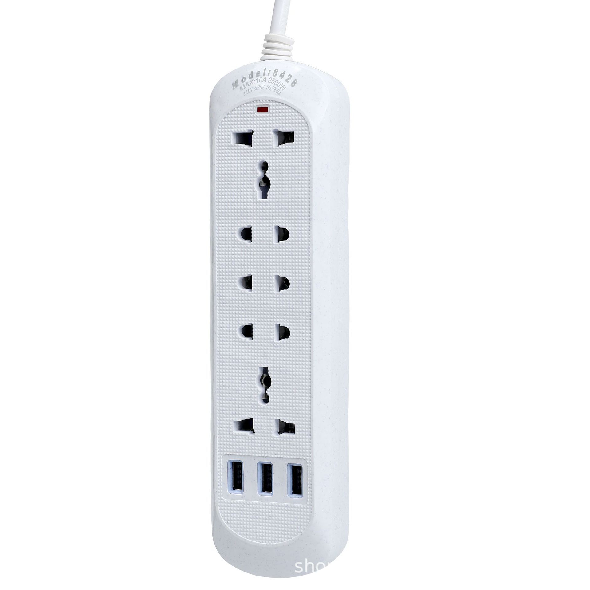 8428 # USB sin interruptor de 2 metros de Oriente Medio multicolor mezclado 12 agujeros enchufe 10A 2500W image 7