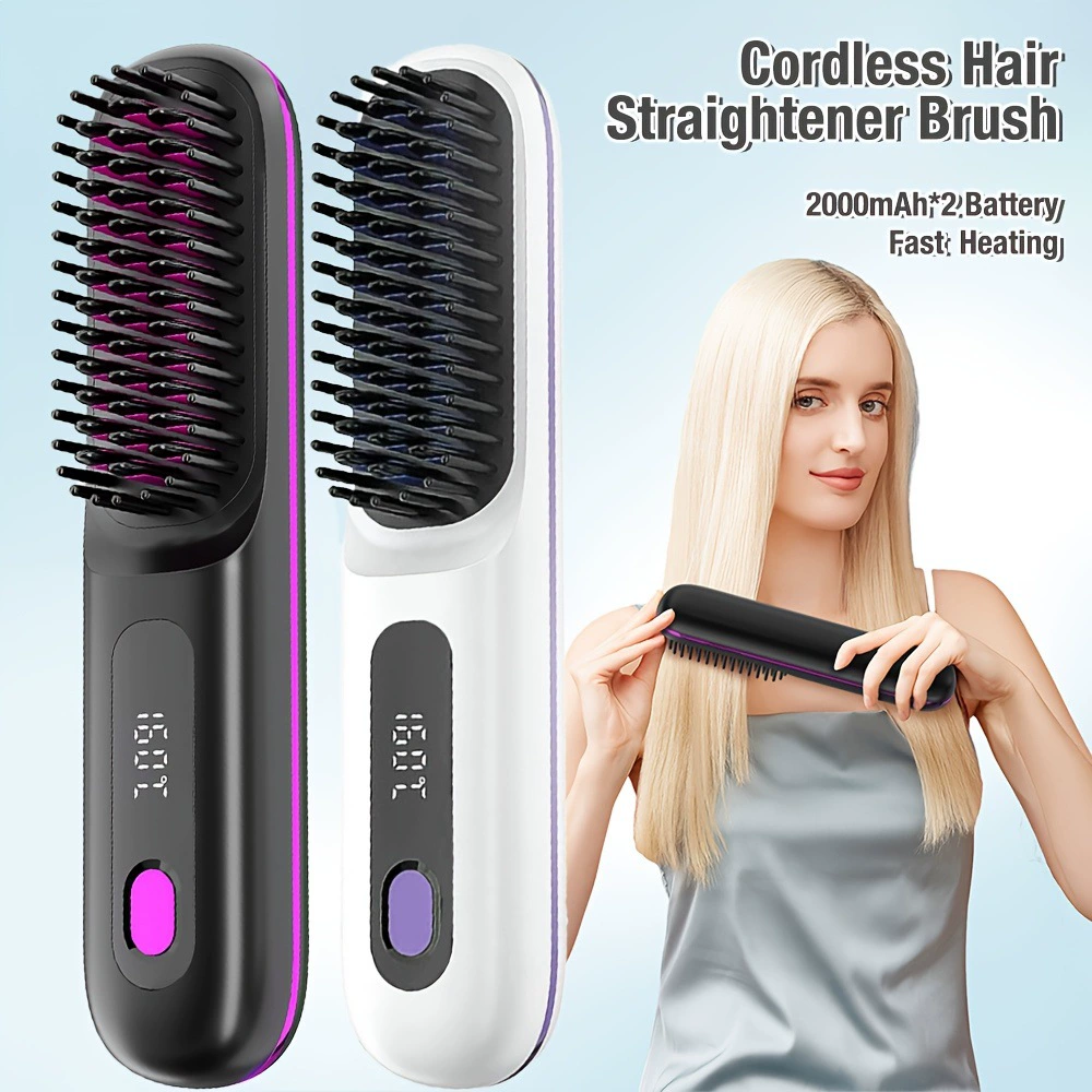 Cords Hair Straightener Brush Portable Negative Ion Hot