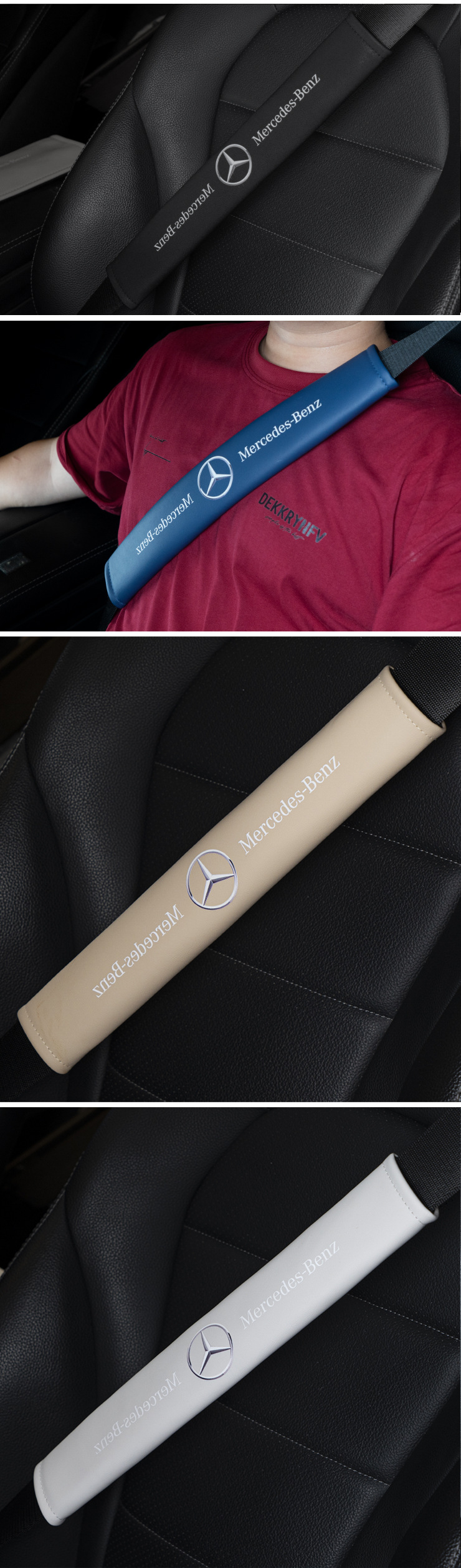 Car Logo Anti-Strain Seatbelt Shoulder Pad Protector, Extended Leather Comfortable Breathable Seatbelt Shoulder Cover