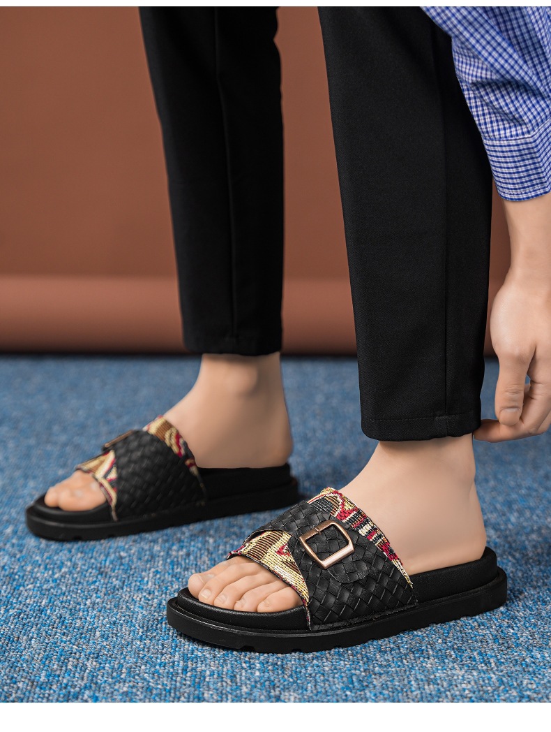 Men's Summer Shoes, Korean-style Shiny Leather Loafers, British-style Sandals, Trendy Casual Shoes For Young Men,_vogvips.com