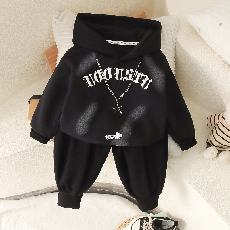 Gyerekruha tavaszi és őszi 2024 új baba fiú ruha tavaszi fiú nyaklánc pulóver kétrészes szett_voghion.com