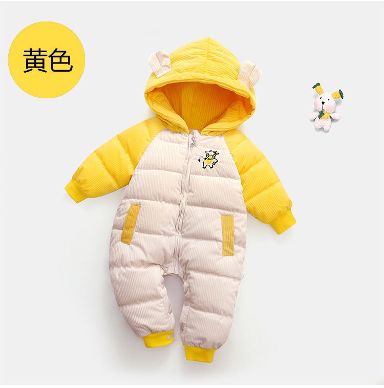 Nuevo mono infantil niños y niñas bebé más terciopelo engrosado abajo ropa de algodón acolchado recién nacido ropa de invierno