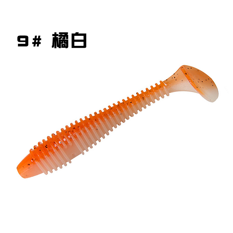 Tornillo de grasa de dos colores T cola 10 piezas de embalaje fino Luya Cebo suave Cebo de pesca barco de pesca Pescado mandarín que rebordea cebo bajo