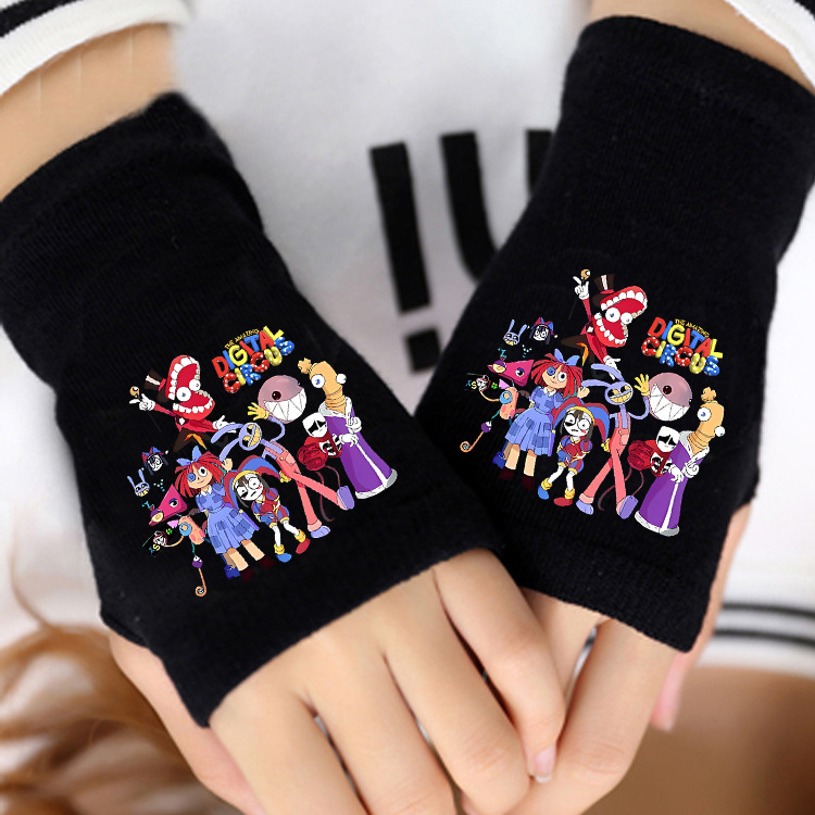 Cross-border magical number circus glove Pamni children's cartoon half-finger autumn and winter warm writing student JAX