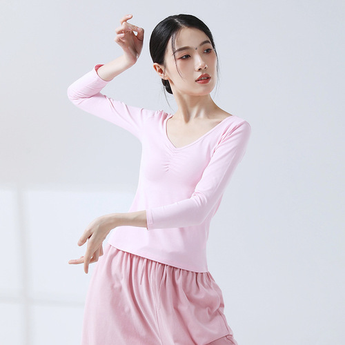 Adult figure clothing, dance practice clothing, women's tops, art test training clothing, body yoga clothing, daily long-sleeved dance clothing