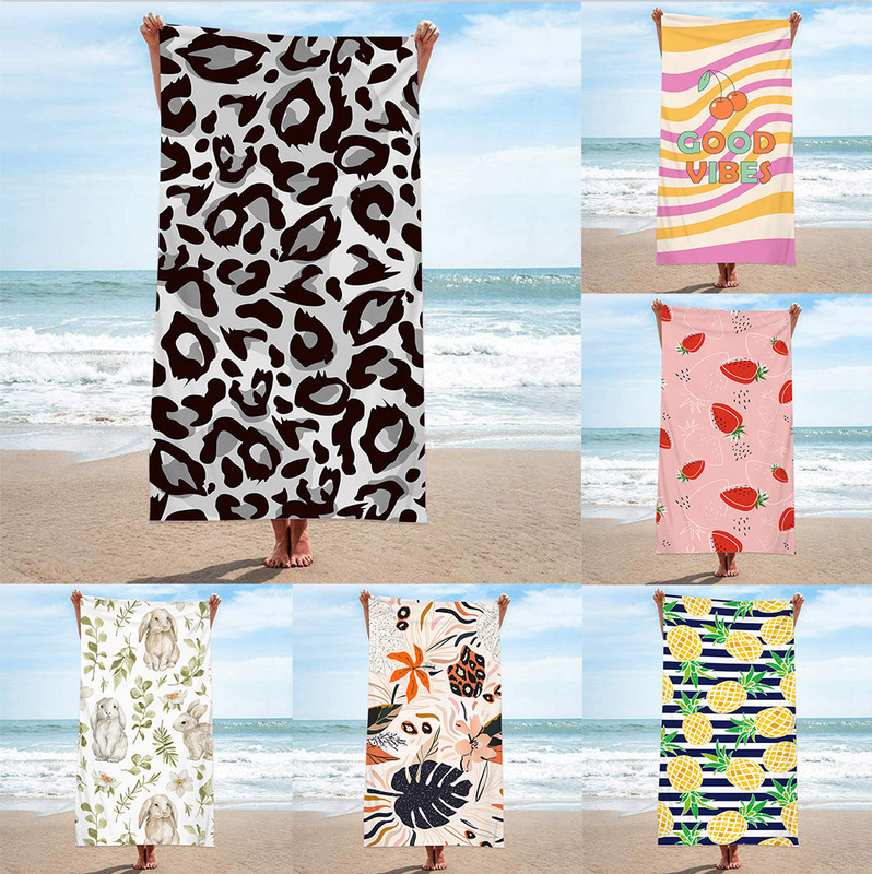 Microfiber terry cloth digital printing fashion pattern beach towel bath towel beach sitting blanket shawl towel sweat towel