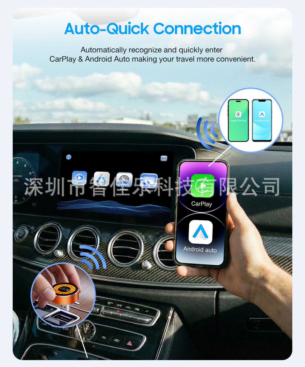 Cross-Border Best-Selling Four-In-One Wireless Carplay Box for Android and Apple, Android Mirroring Screen Projection, In-Car Smart Device