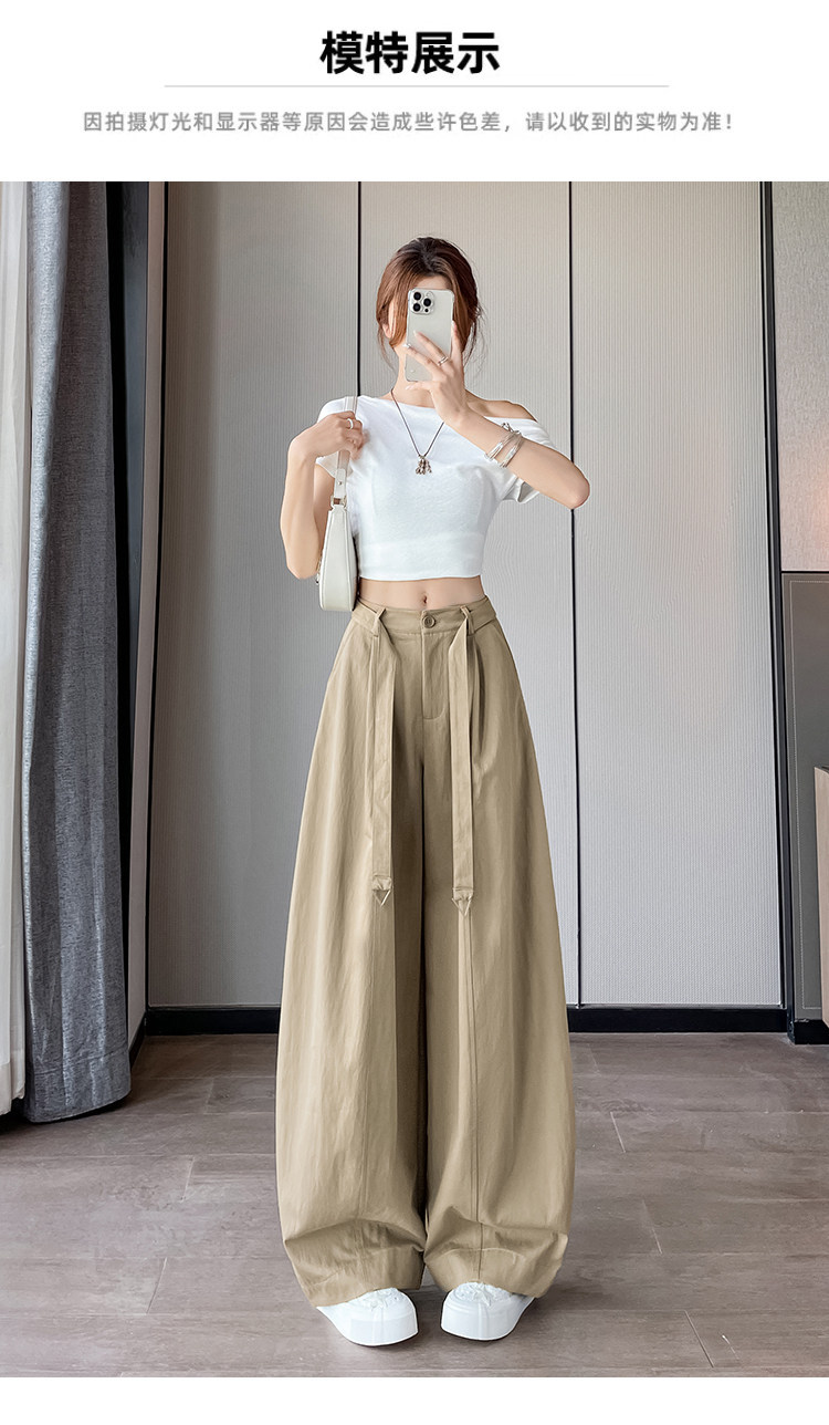 Quần culottes nữ ống rộng cạp cao chất liệu lụa mỏng mùa hè — Trắng thường xuyên chi tiết 18