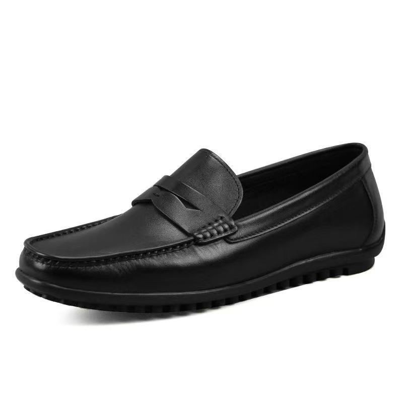 Zapatos de cuero de negocios para hombre, cómodos pies suaves, anchos, zapatos Lefu Doudou, zapatos casuales de primavera para hombre de alta calidad