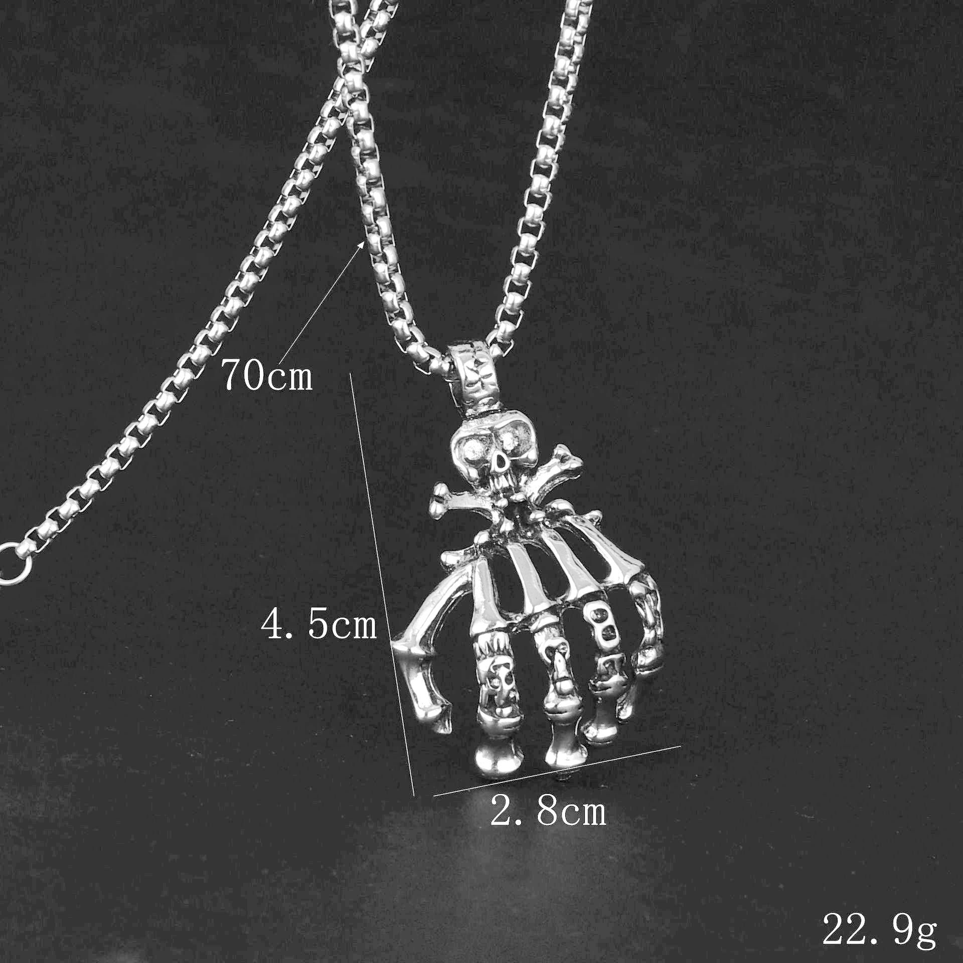 Halloween Trendy Skull Ghost Hand Jewelry Popolare Esagerato Stile Punk Ciondolo Uomo Collana Versatile Personalizzata_voghion.com