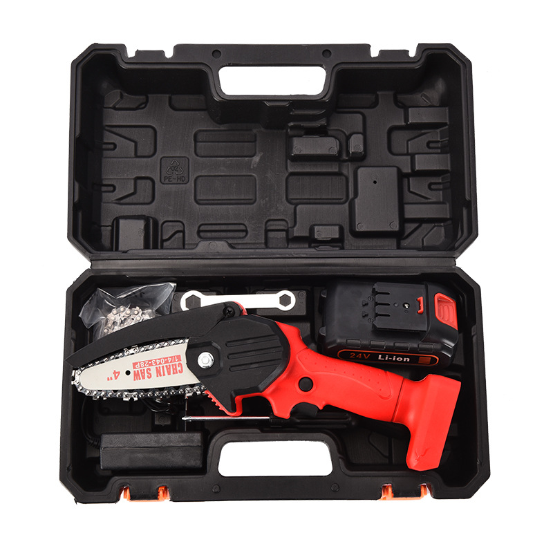 Mini sierra de cadena eléctrica recargable pequeña sierra eléctrica para trabajar la madera sierra eléctrica de una sola mano sierra de mano de una sola mano Sierra de poda eléctrica de litio