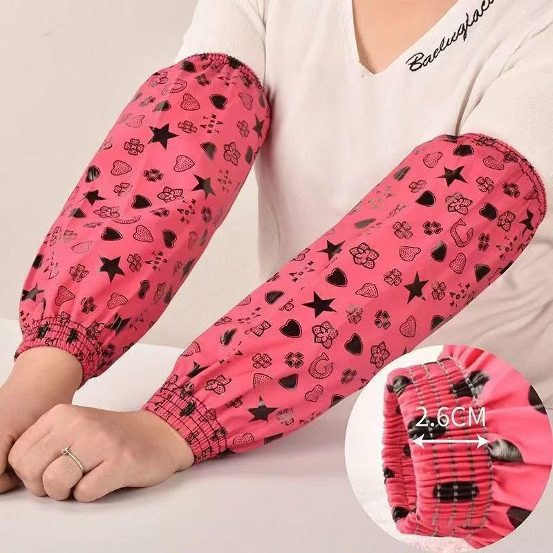 花肖防水防油皮革袖套家用厨房男女袖头工作加厚耐磨劳加长保护袖