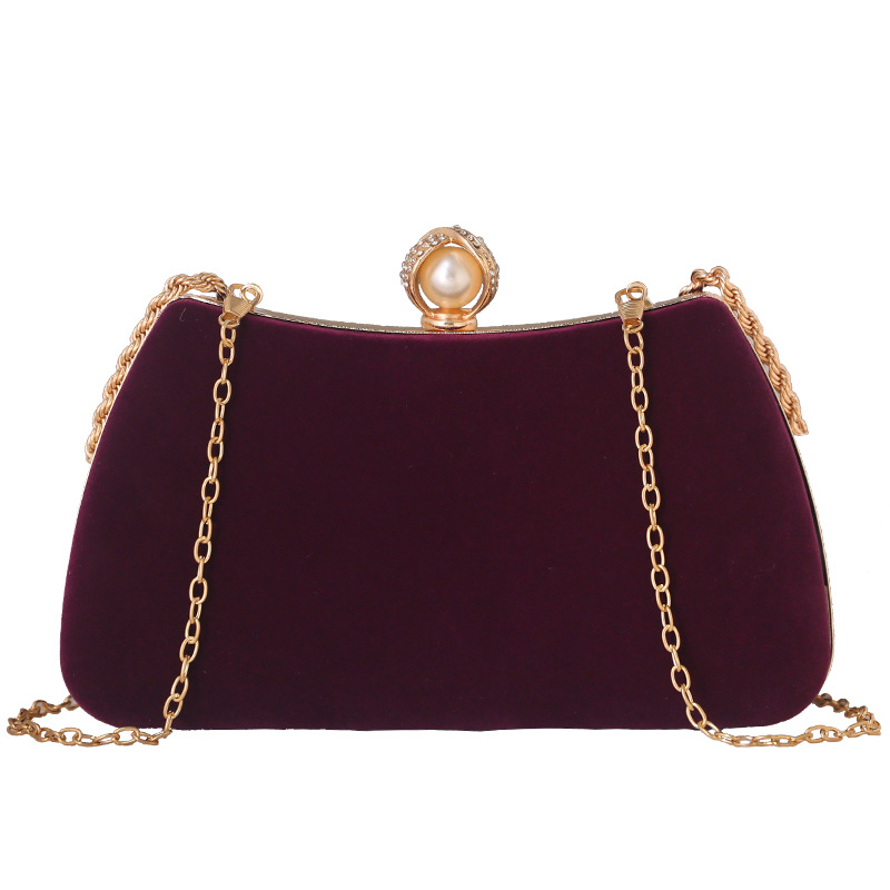 Transfronterizo nueva moda simple bolsa de terciopelo Bolsa de Diamantes vestido de un hombro crossbody bolso cheongsam portátil bolso de Noche del banquete